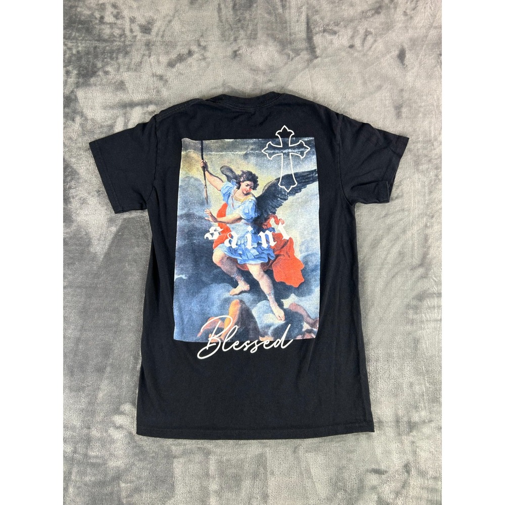 Popular Poison Saint Blessed Angel‎ Graphic T-Shirt Men's Small Religious Grunge